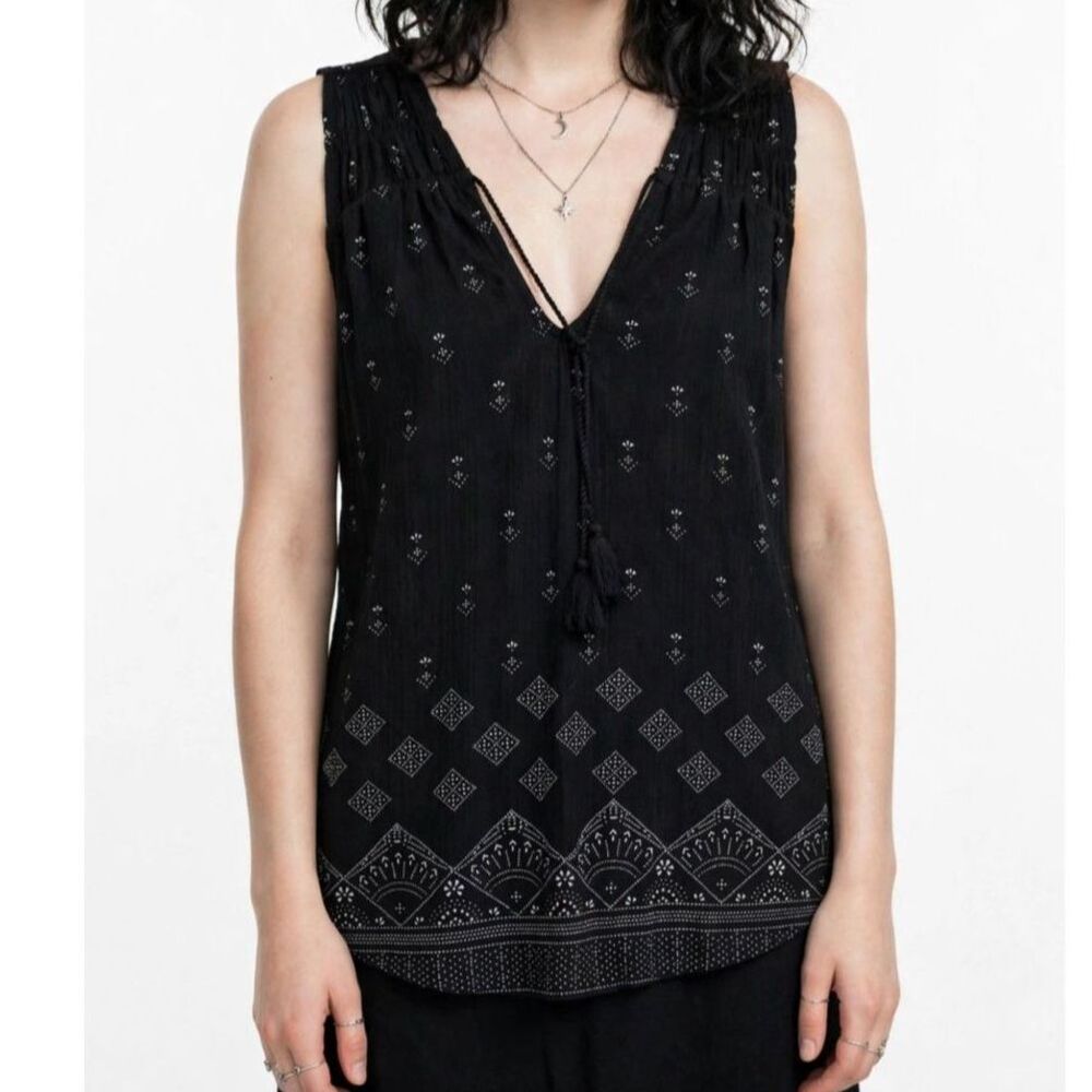 Lucky Brand Bohemian Embroidered Sleeveless Blouse Tank Top Womens M